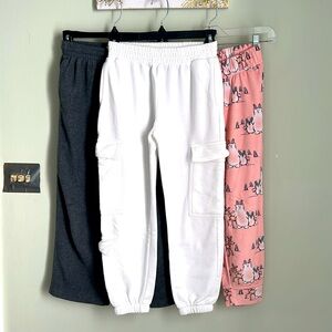 3 girls pant Justice / White Cargo Joggers/ old navy.
